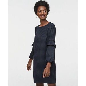 Loft Tartan Shift Dress Balloon Bell Sleeve